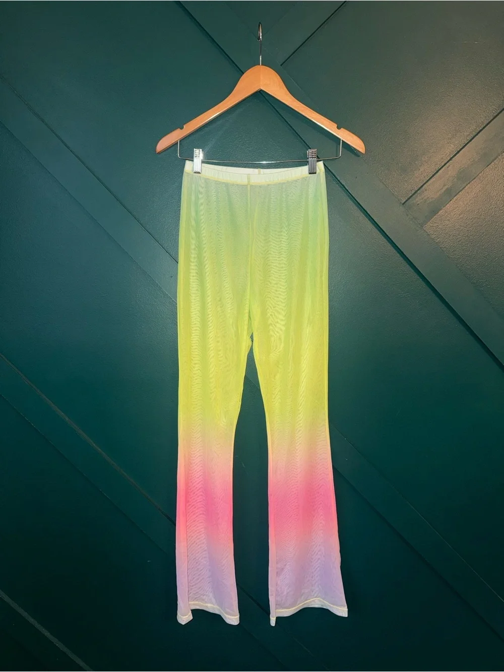 Women's Ombre Mesh Swim Coverup Pants - Pastel Green